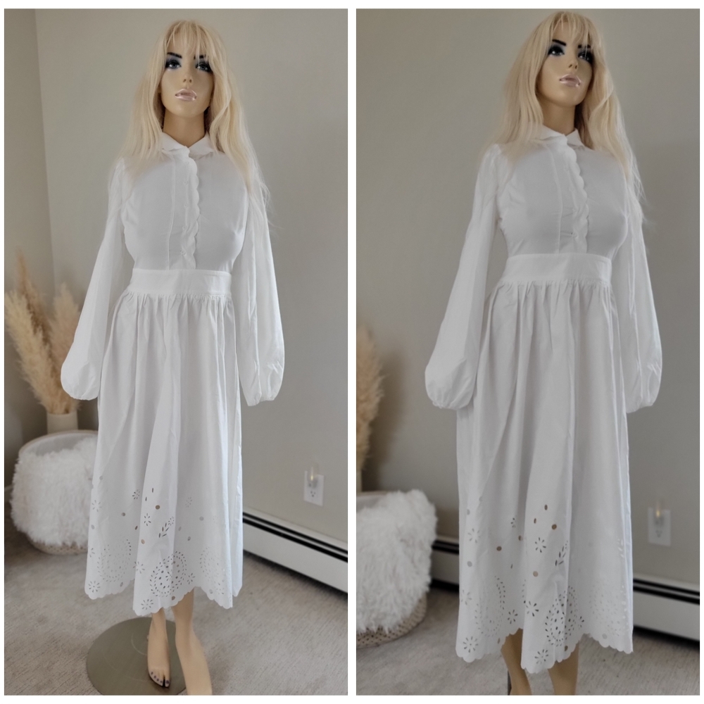 White long bohemian modest summer dress Vanilla girl parie